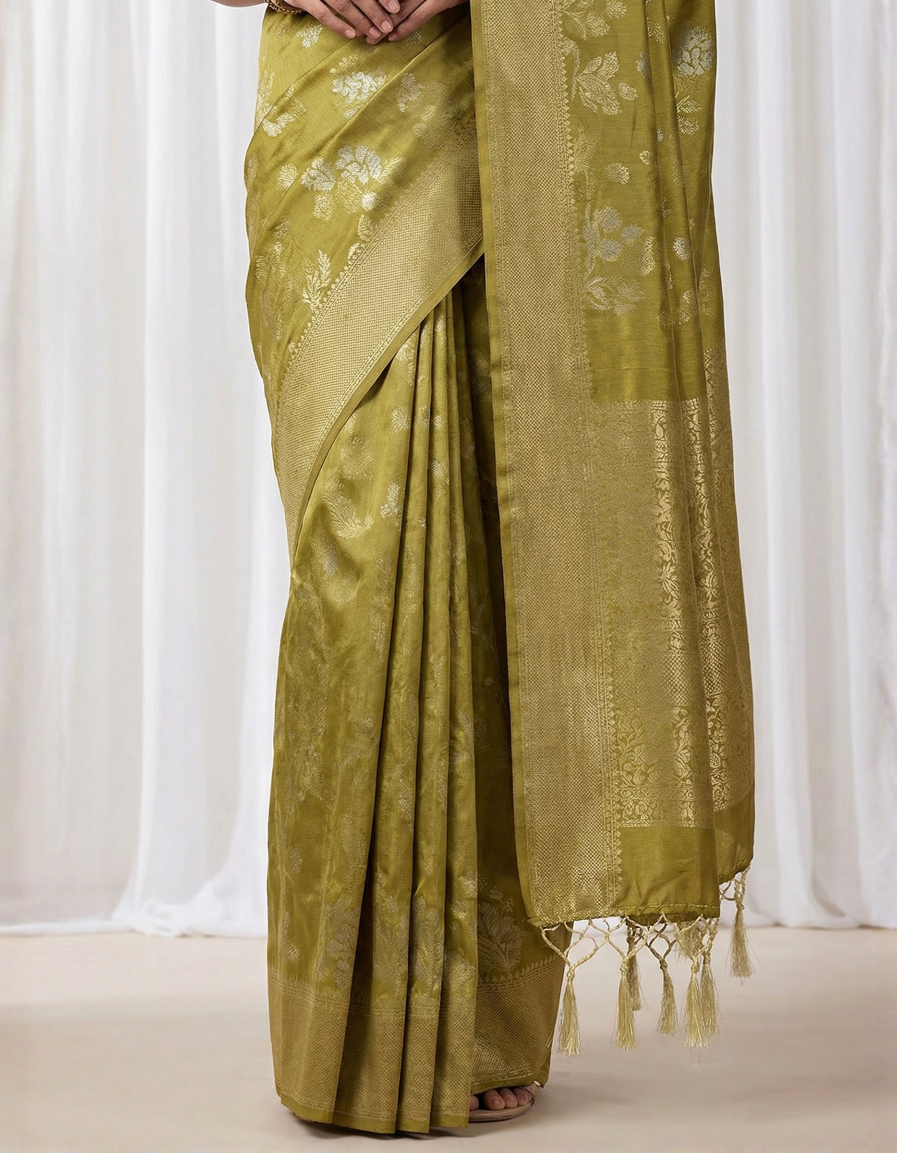Antique Gold Tissue Silk Saree