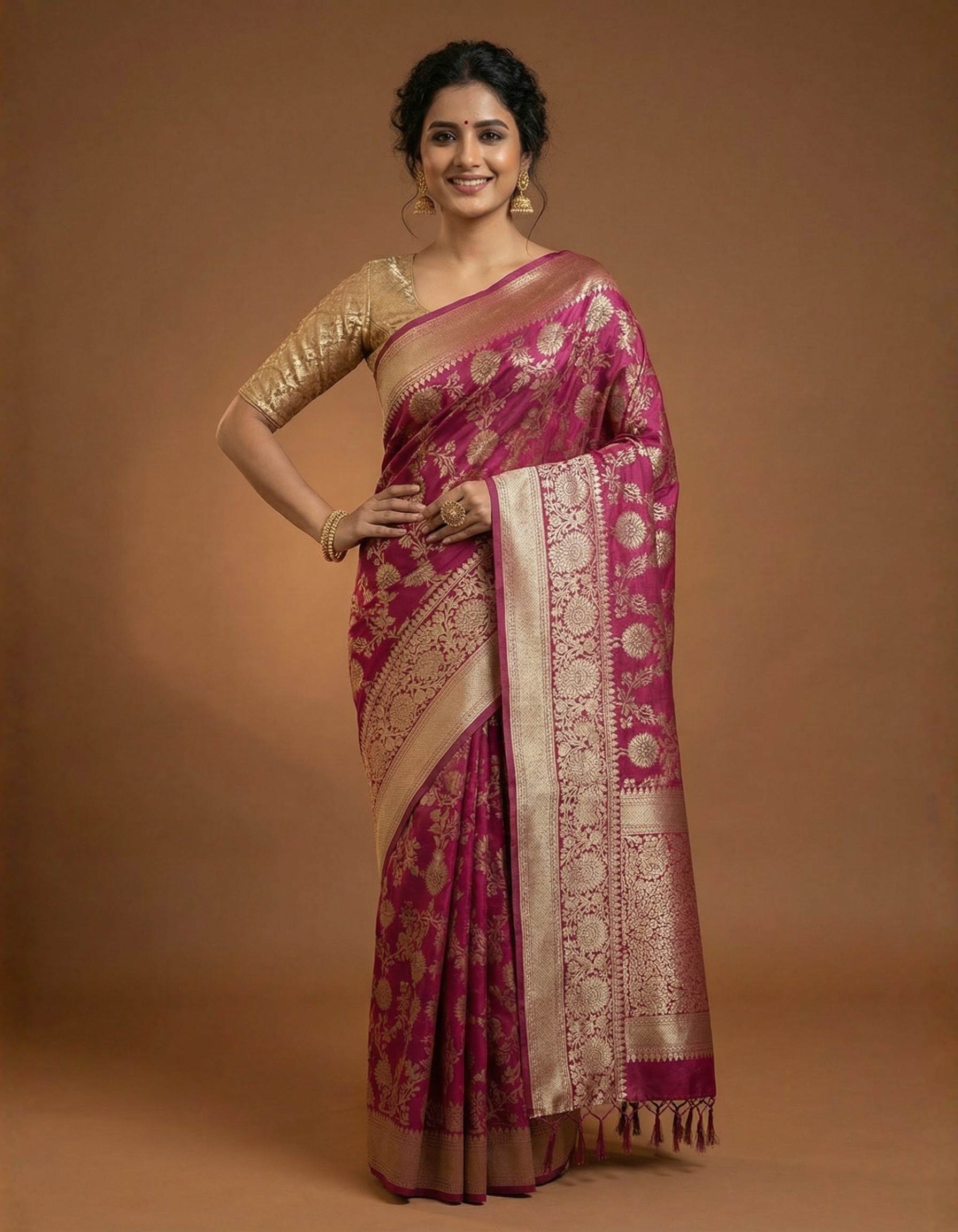 Rani Pink Art Silk Saree