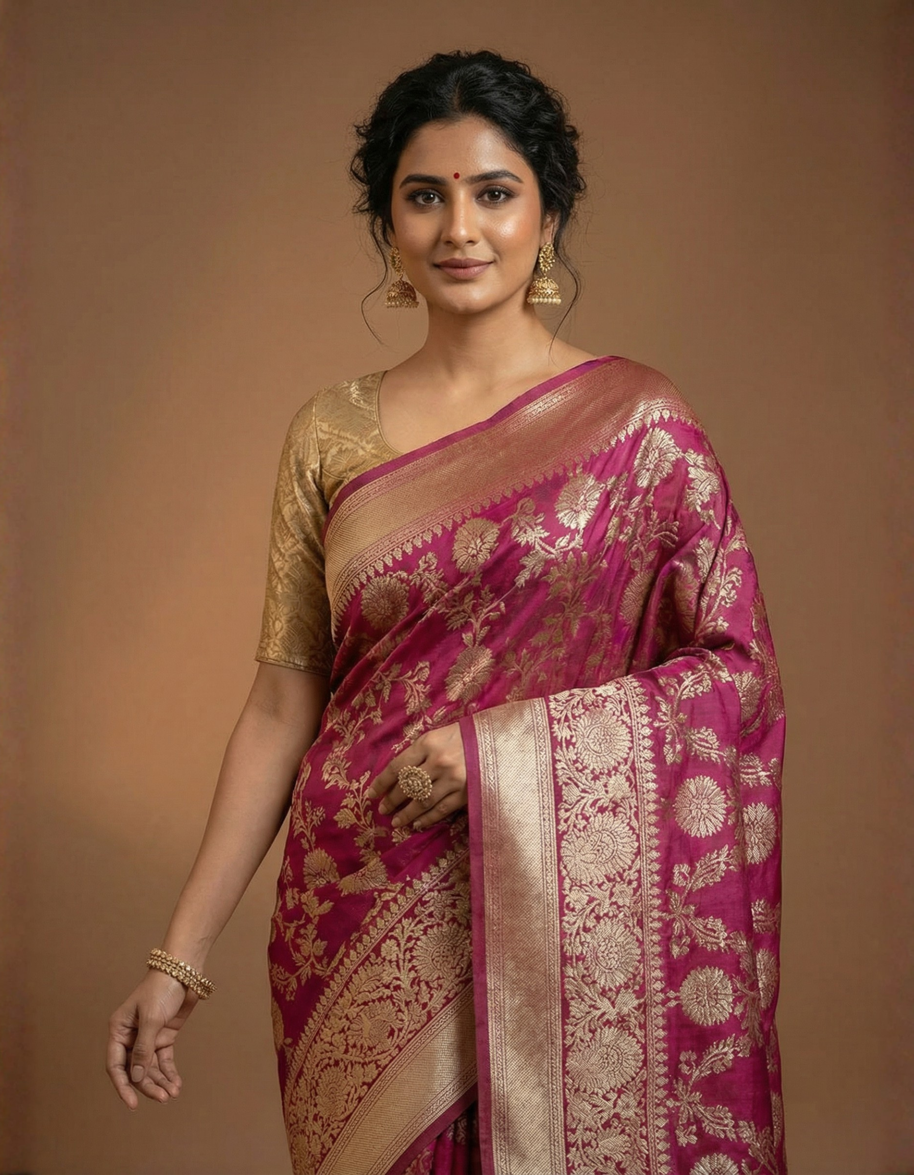 Rani Pink Art Silk Saree