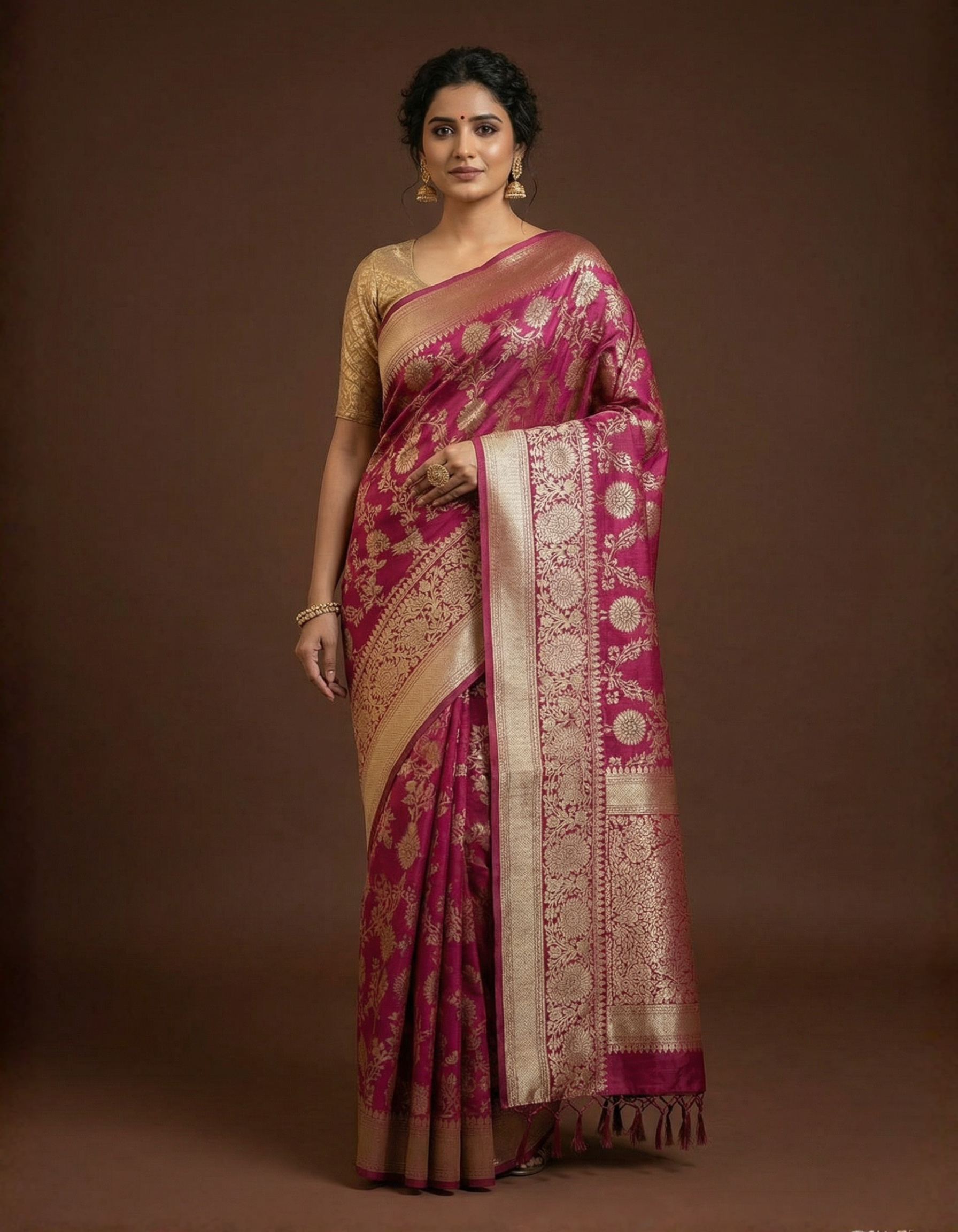 Rani Pink Art Silk Saree