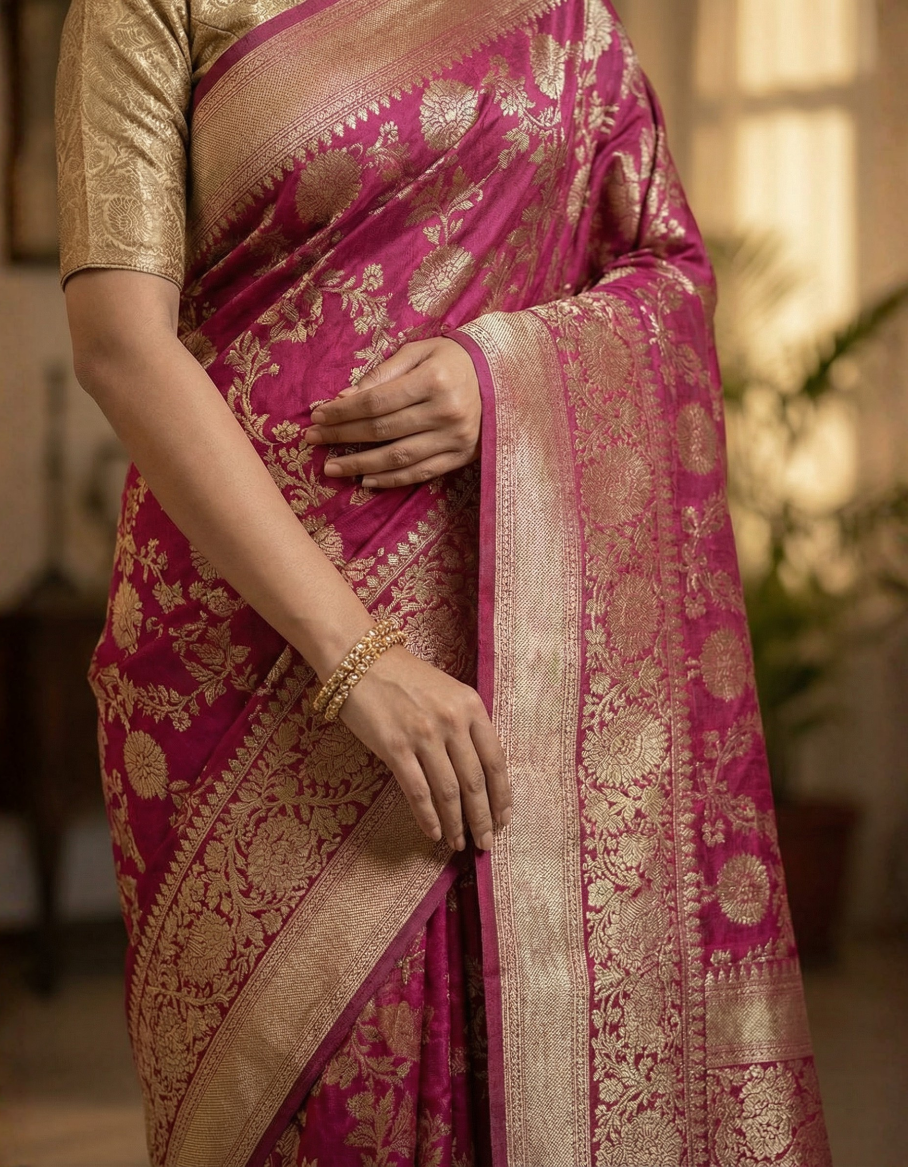 Rani Pink Art Silk Saree