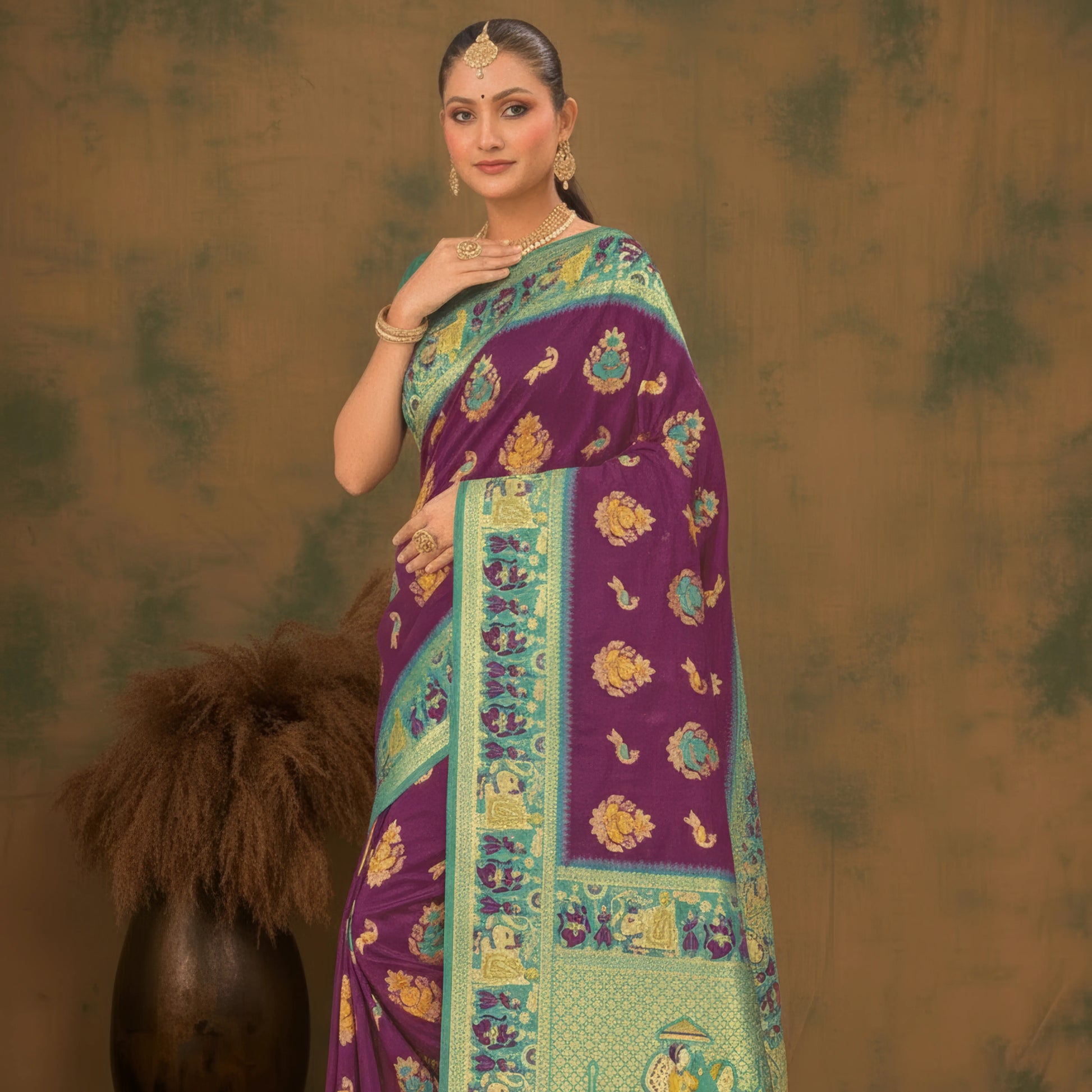 Majree Katan Meenakari Blood red colour