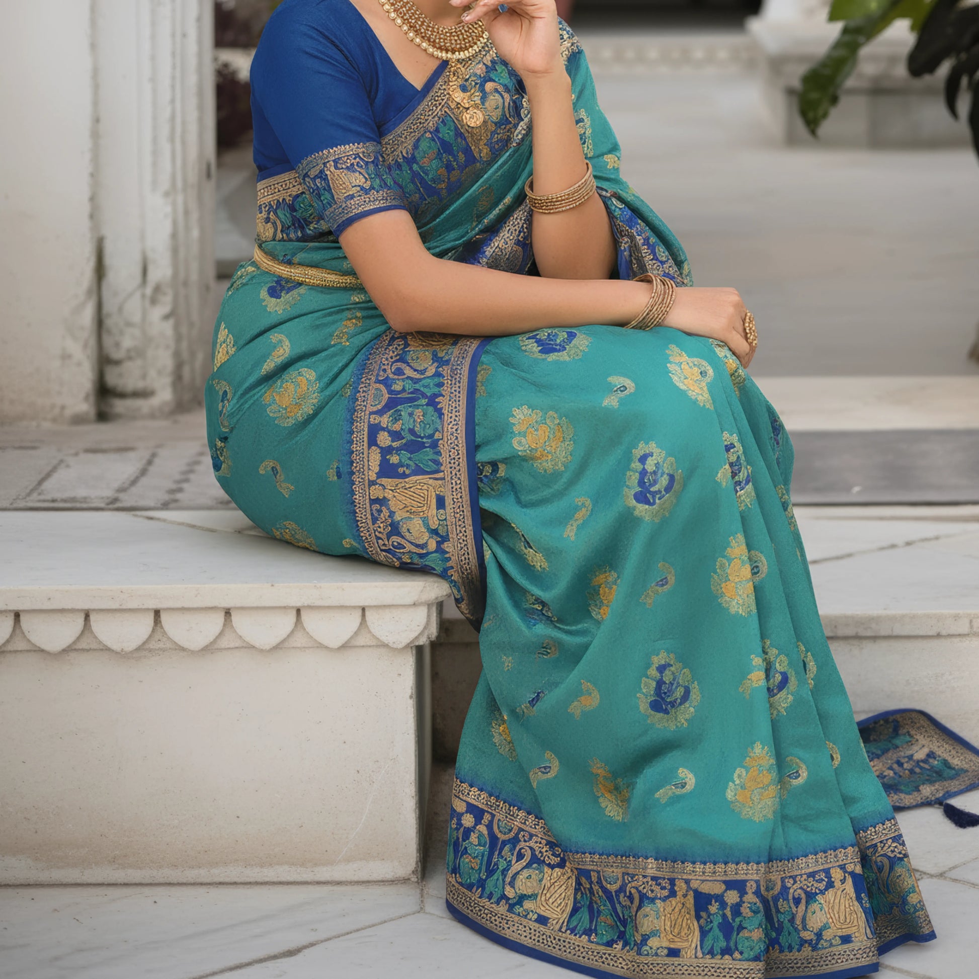 Majree Katan Meenakari light green