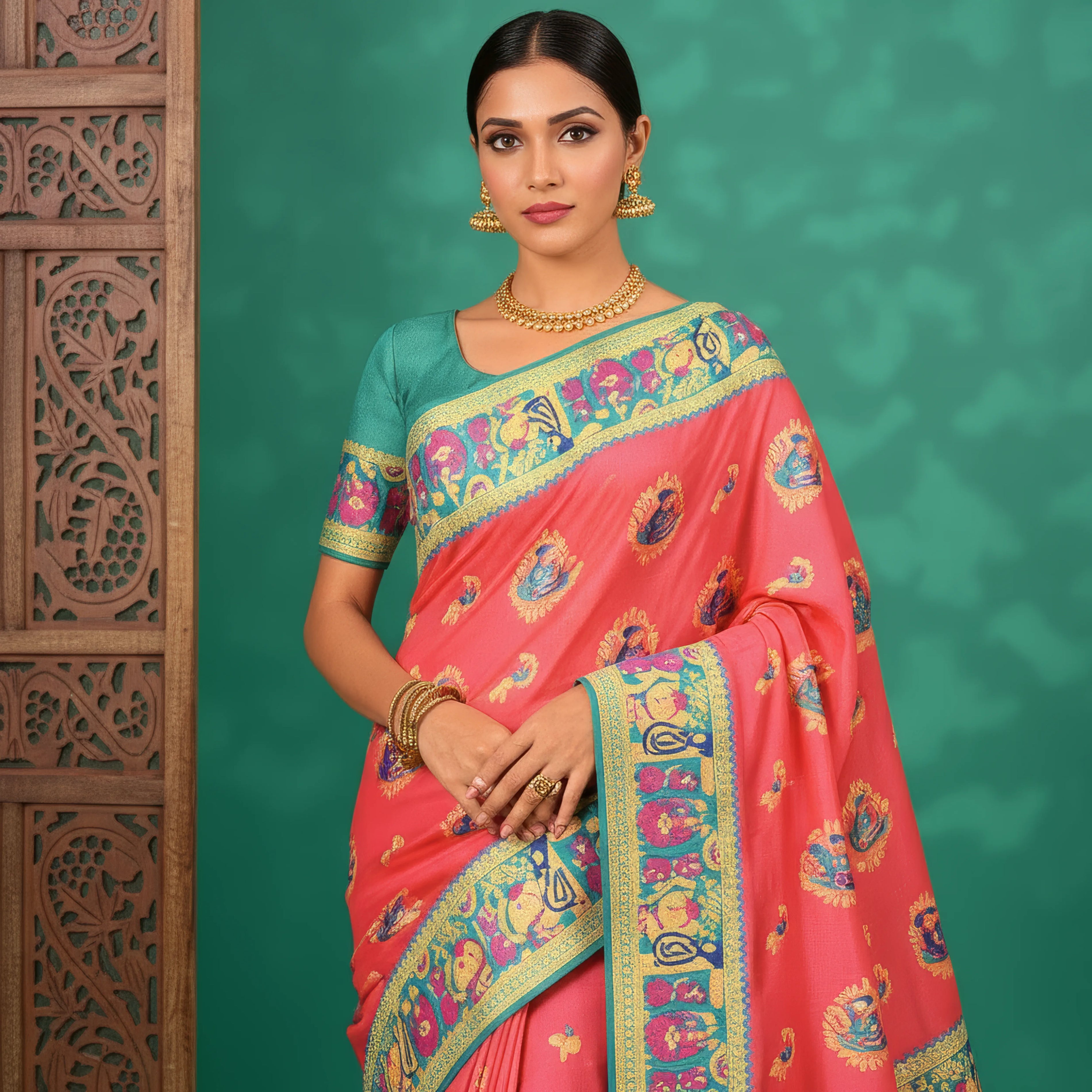 Majree Katan Meenakari pink colour