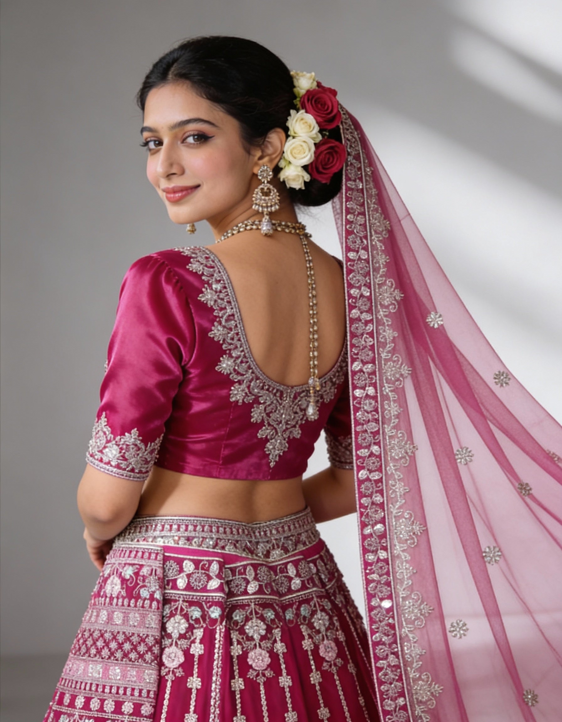Rani Pink Art Silk Bridal Lehenga (Semi-Stitched)