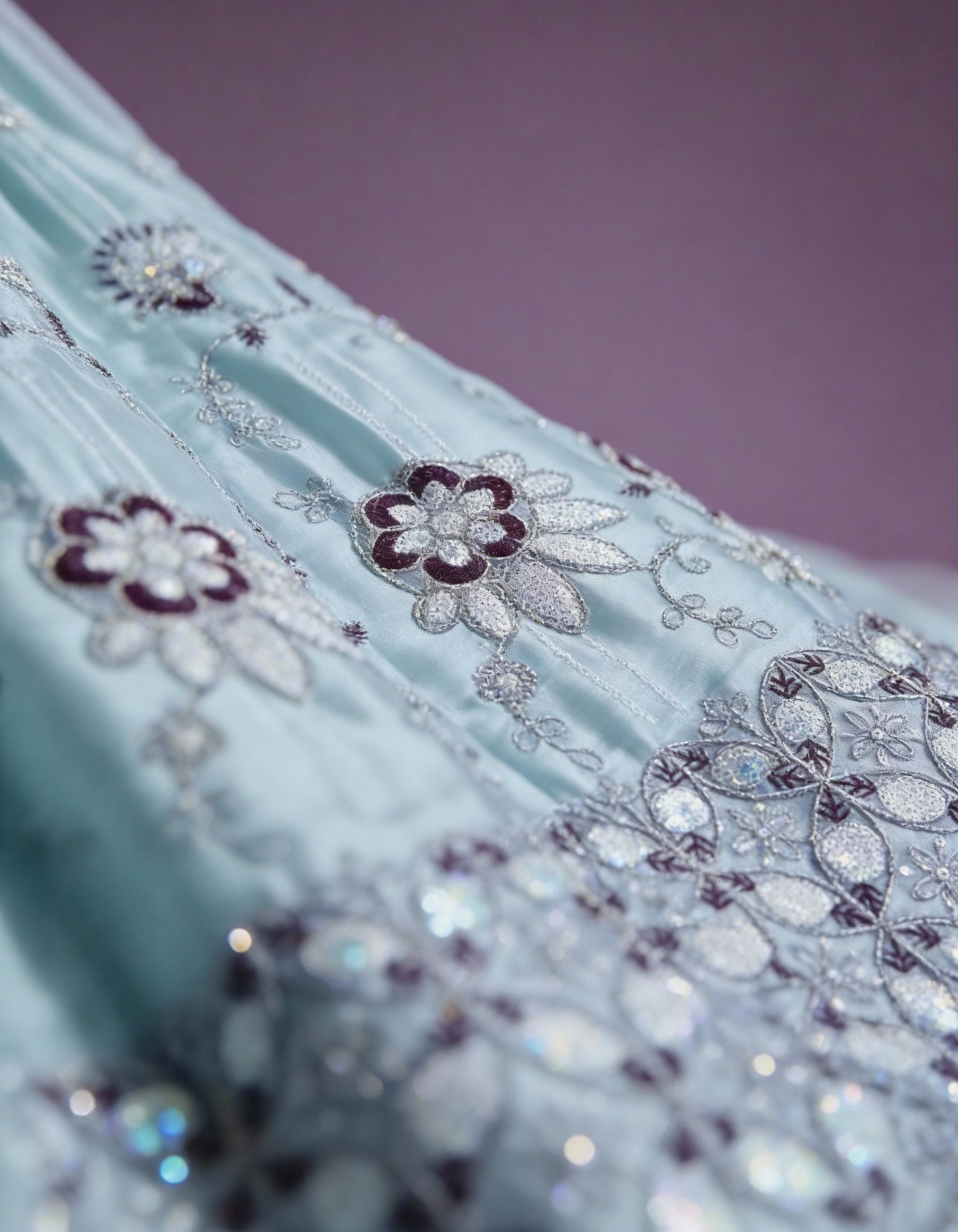 Powder Blue Organza Lehenga (Semi-Stitched)