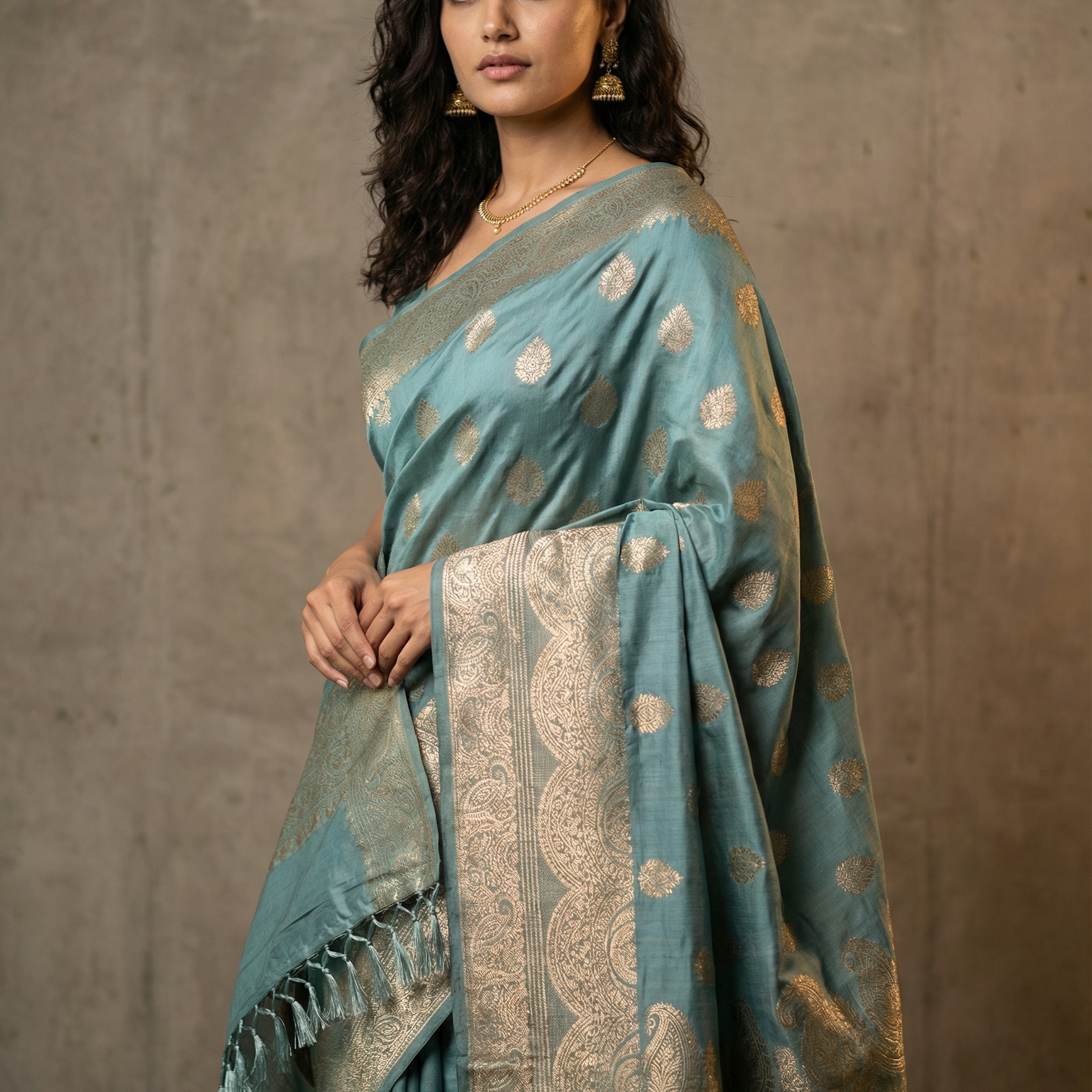 Silver-Gold  Art Silk Saree