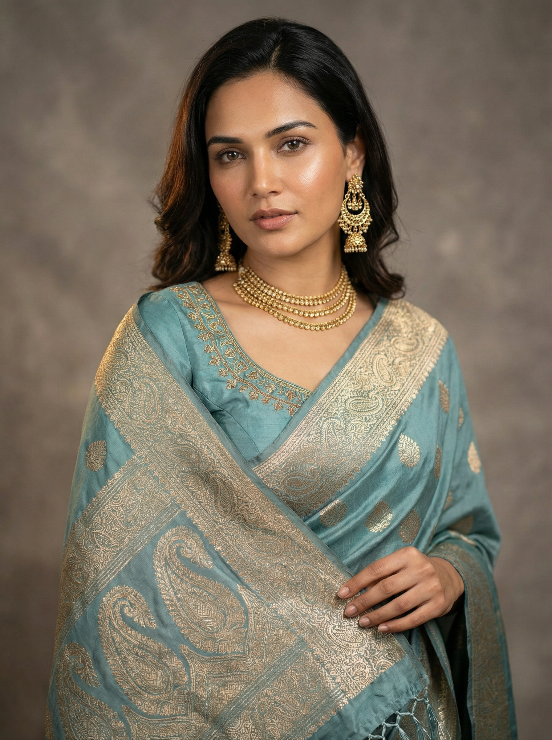 Silver-Gold  Art Silk Saree