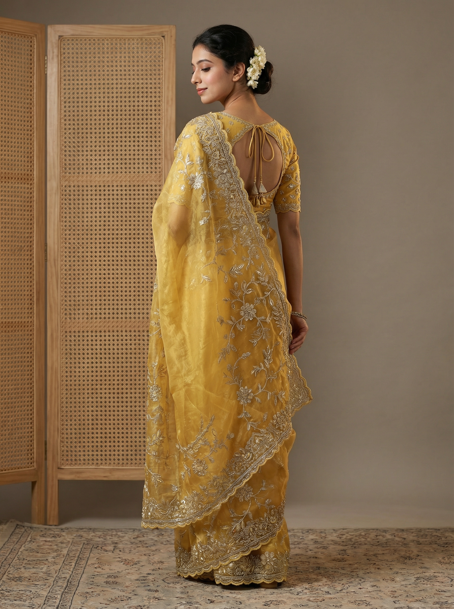 Golden Ochre Organza Saree