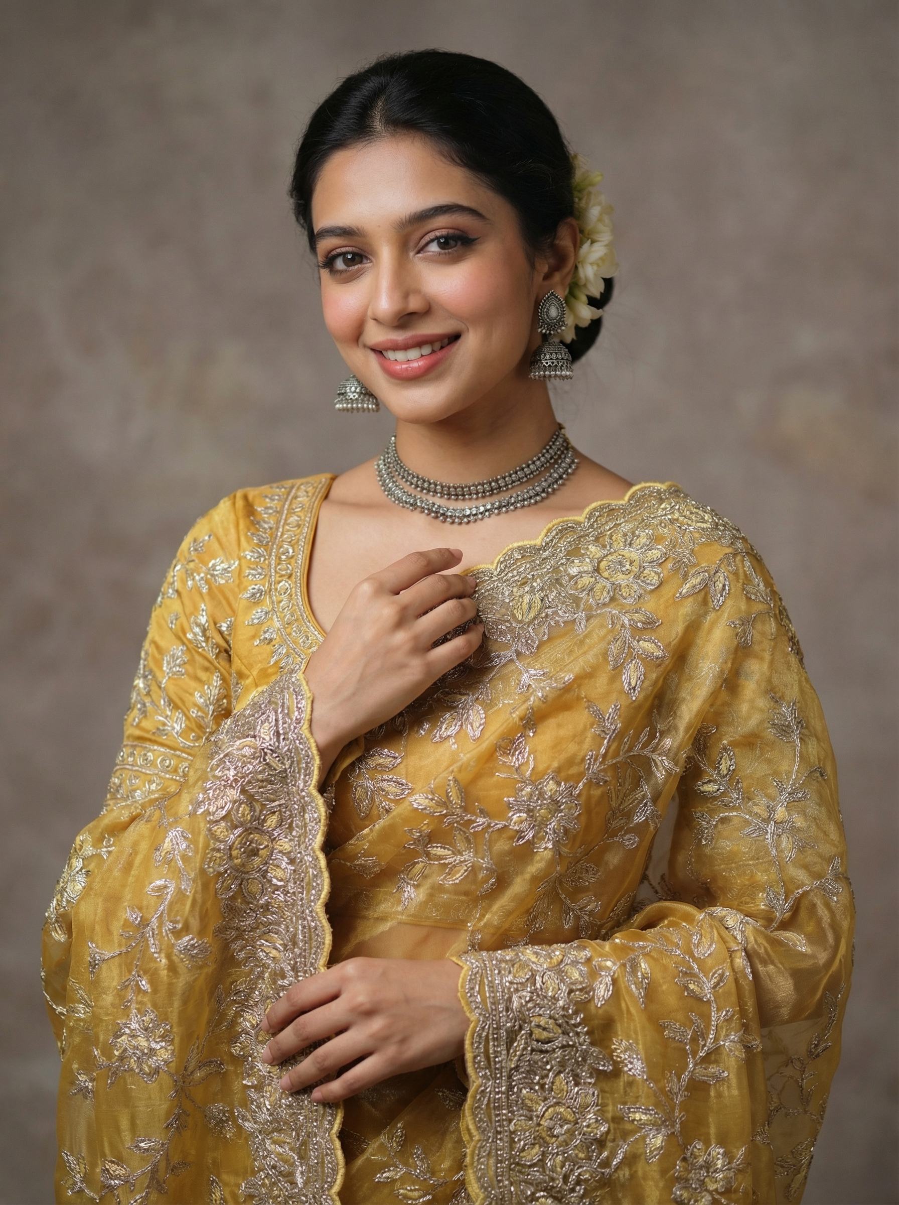 Golden Ochre Organza Saree