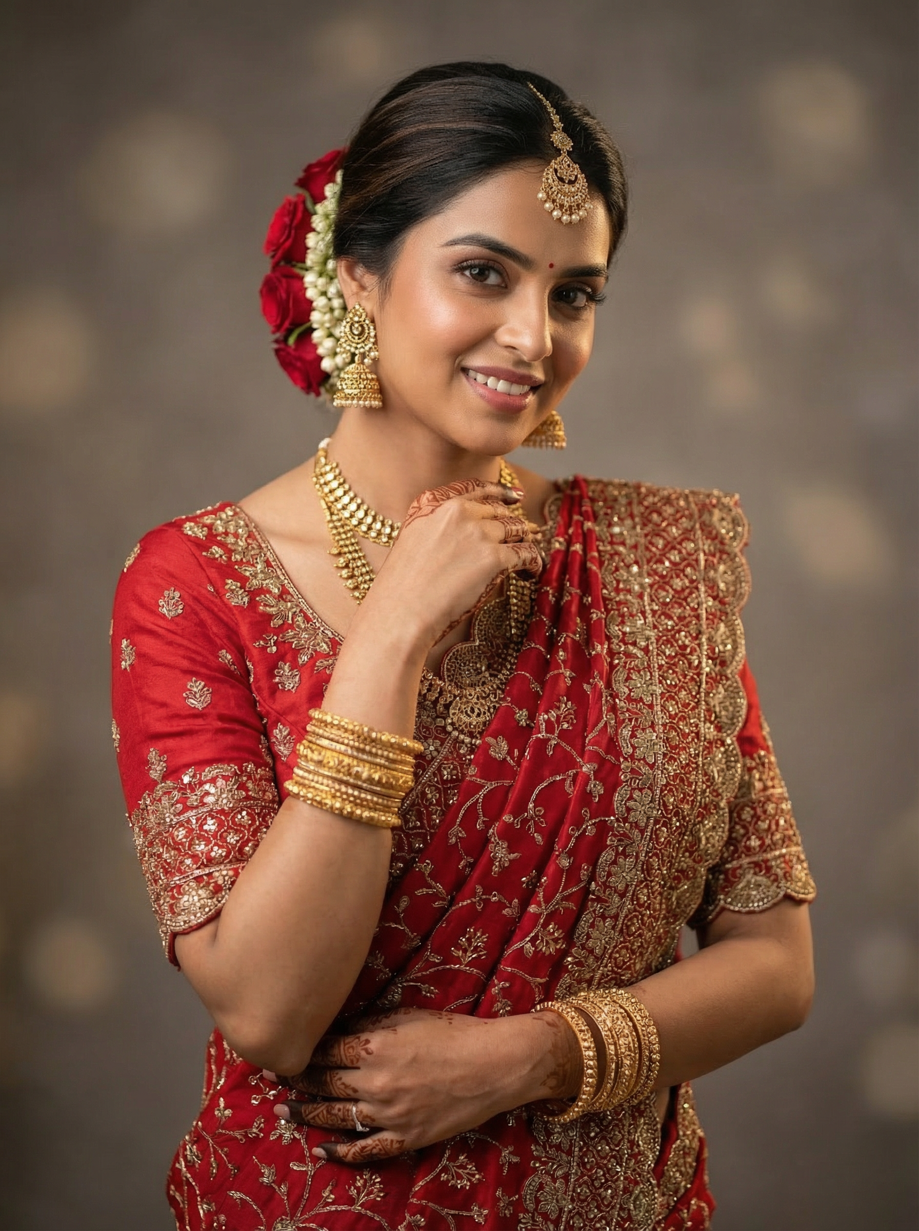 Crimson Red Georgette Organza Saree