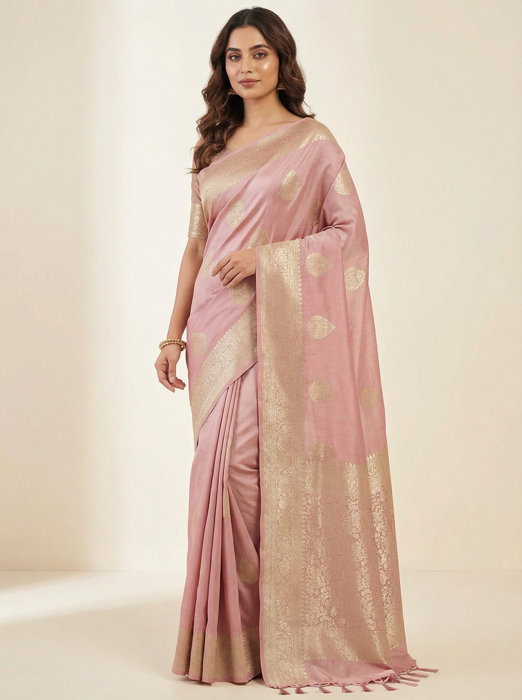 Onion Pink  Art Silk Saree