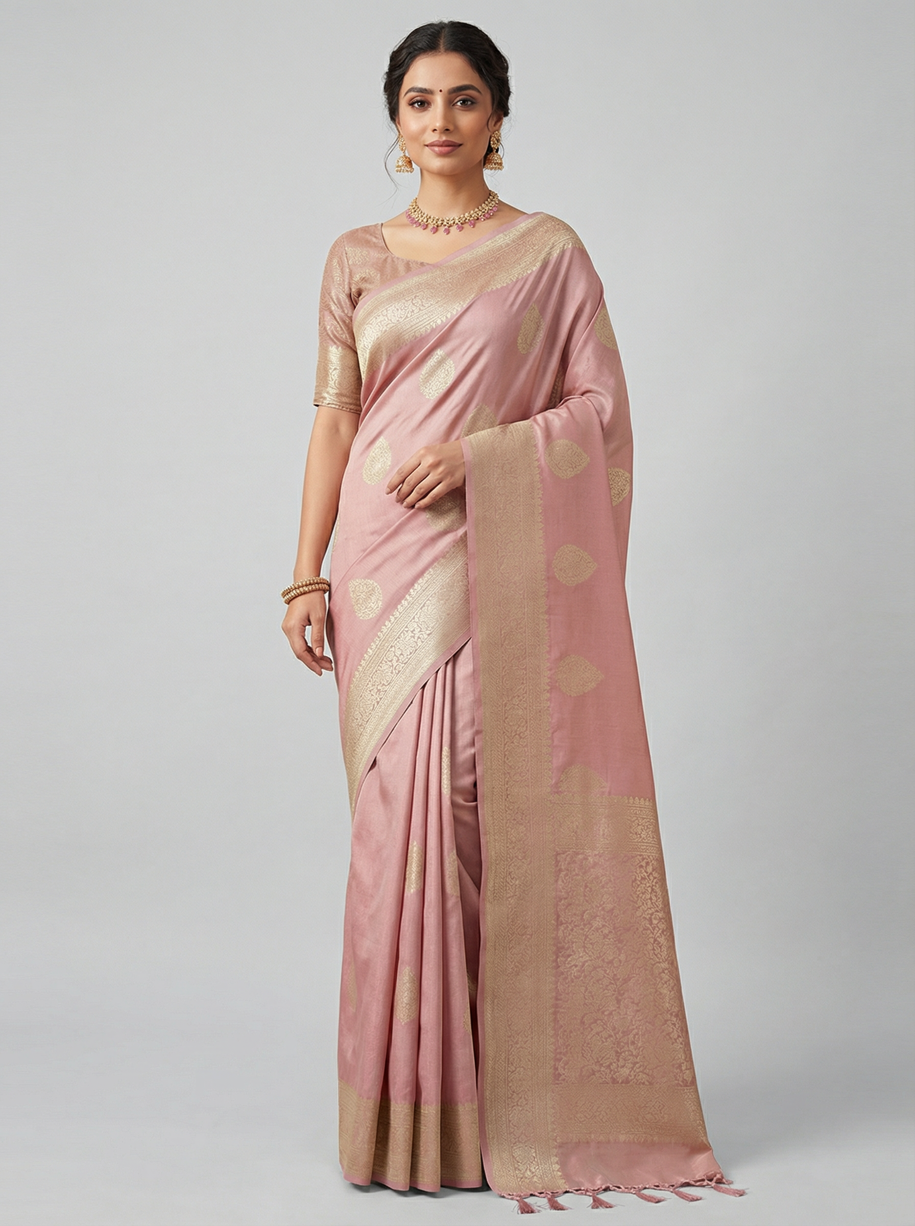 Onion Pink  Art Silk Saree
