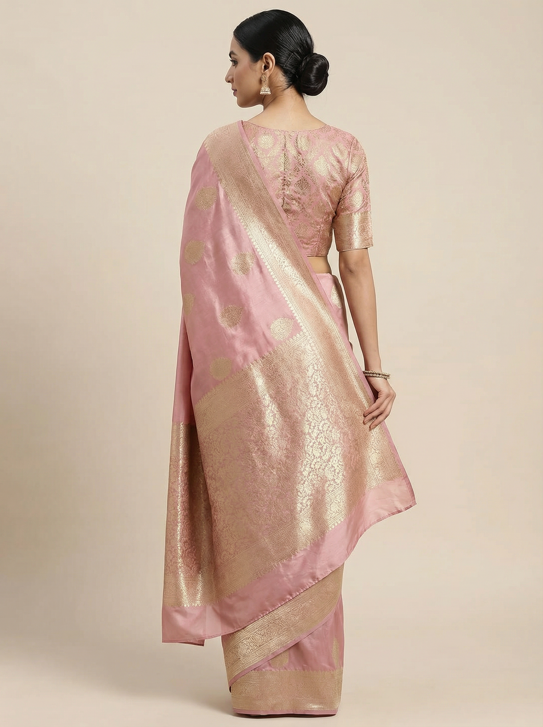 Onion Pink  Art Silk Saree