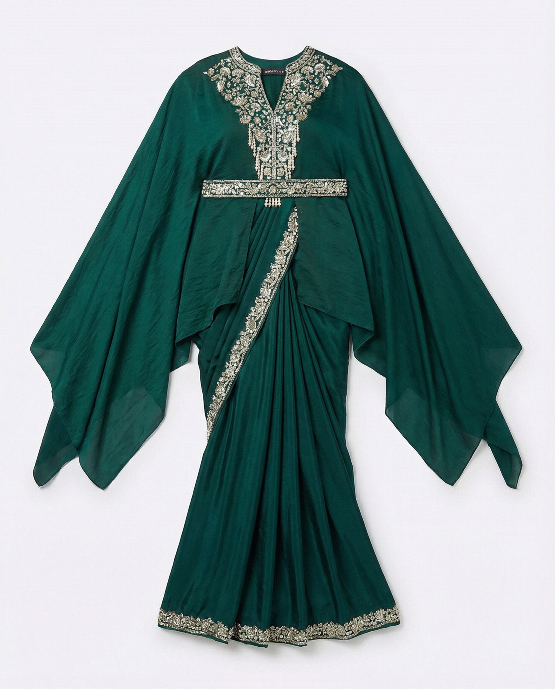 Majree Emerald Green Poncho Style One Minute Saree