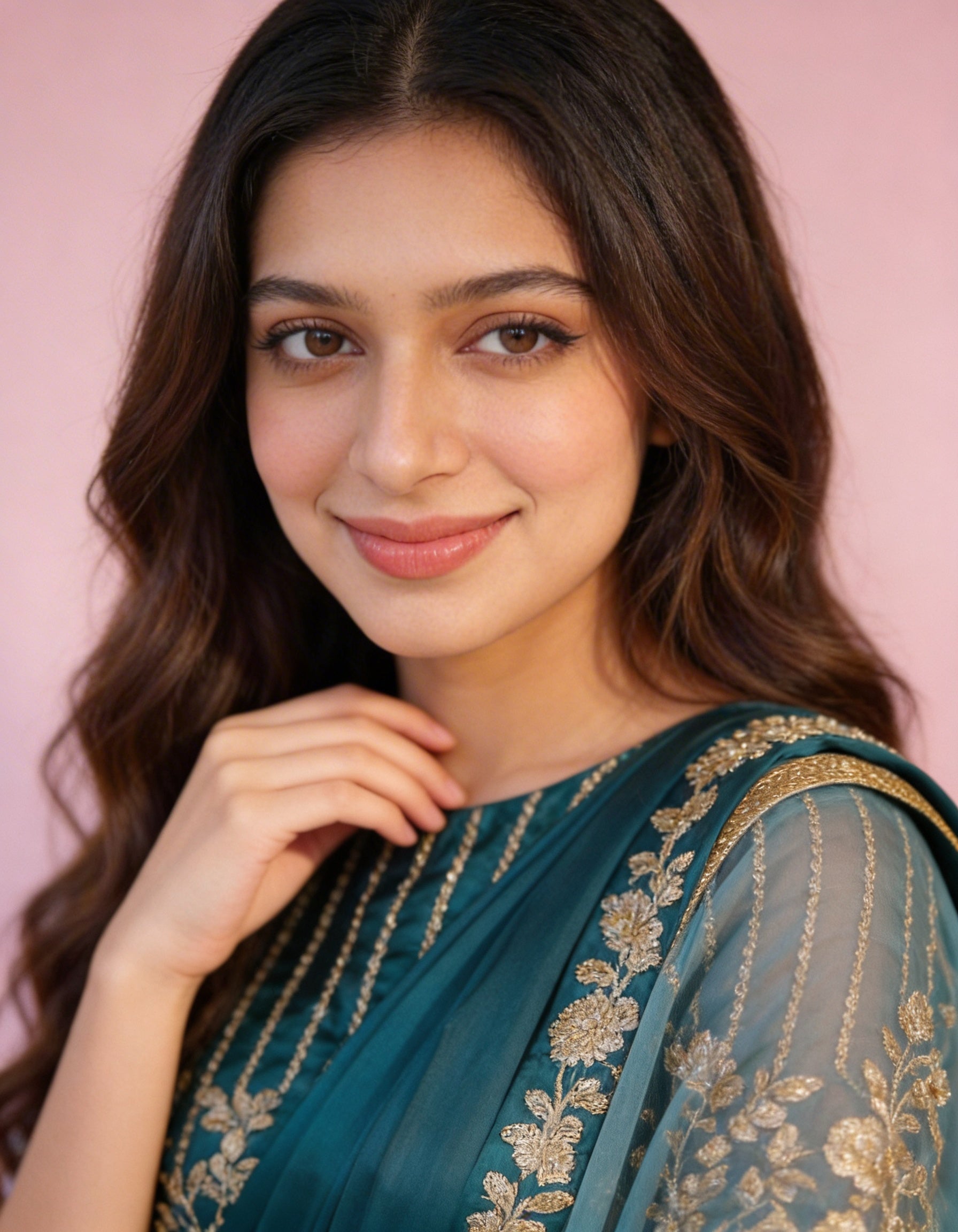 Majree Teal Lustrous Satin Peplum One Minute Saree